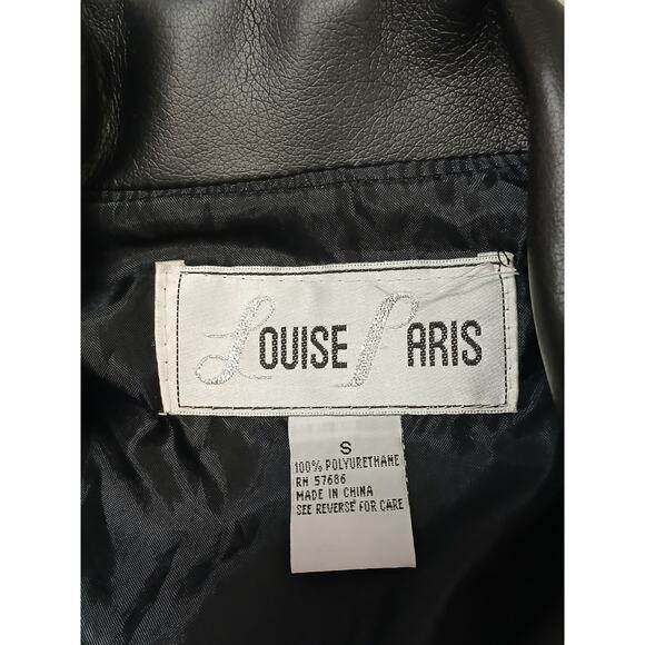 Louise Paris Faux Leather Jacket Sz S Black Mid Snaps Pockets Back Belt Modern - Picture 13 of 14